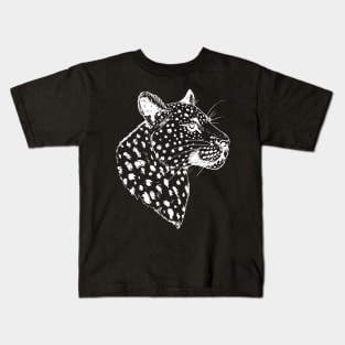 White Leopard Head Kids T-Shirt